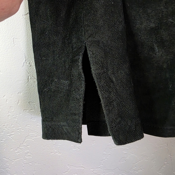 Vintage Kelli Kouri Leather Classic Black Suede Skirt Size 8 - Picture 4 of 10